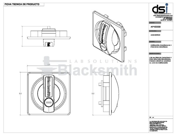 CERRADURA CUADRADA DE 2 PUNTOS DE SEGURIDAD - Image 3