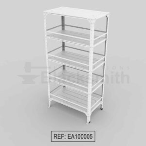 ESTANTERÍA ABIERTA BLACKSMITH C20 EN LÁMINA GALVANIZADA CON PLATINA ANTIVUELCO PERIMETRAL EN CADA ENTREPAÑO 90X50X180