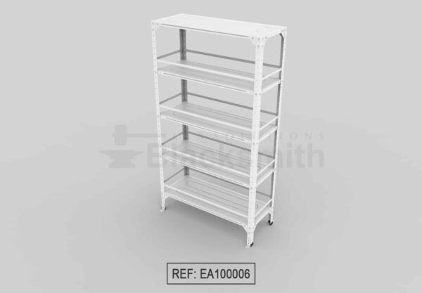 ESTANTERÍA ABIERTA BLACKSMITH C20 EN LÁMINA GALVANIZADA CON PLATINA ANTIVUELCO PERIMETRAL EN CADA ENTREPAÑO 100X40X180