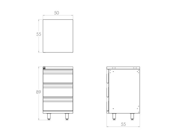 MUEBLE DE ALMACENAMIENTO BLACKSMITH TRES CAJONES (50CM) - Image 3