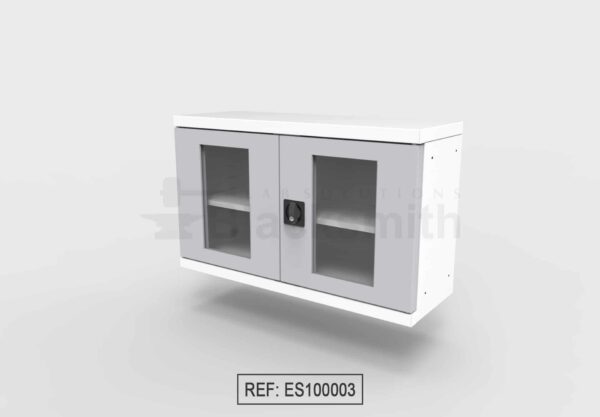 MUEBLE DE ALMACENAMIENTO BLACKSMITH PARA COLGAR EN PARED DOS PUERTAS DE ALA CON MIRILLA DE VIDRIO (100CM) - Image 2