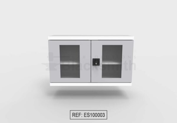 MUEBLE DE ALMACENAMIENTO BLACKSMITH PARA COLGAR EN PARED DOS PUERTAS DE ALA CON MIRILLA DE VIDRIO (100CM) - Image 3
