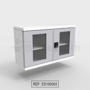 MUEBLE DE ALMACENAMIENTO BLACKSMITH PARA COLGAR EN PARED DOS PUERTAS DE ALA CON MIRILLA DE VIDRIO (100CM)