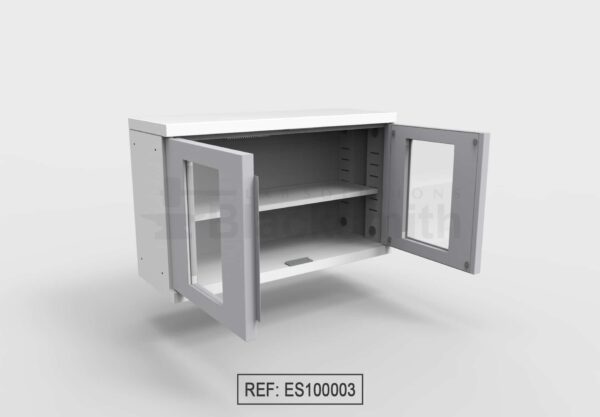 MUEBLE DE ALMACENAMIENTO BLACKSMITH PARA COLGAR EN PARED DOS PUERTAS DE ALA CON MIRILLA DE VIDRIO (100CM) - Image 7