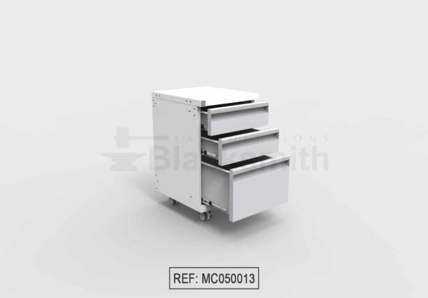 MUEBLE MÓVIL DE ALMACENAMIENTO BLACKSMITH TRES (3) CAJONES – DOS (2) CAJONES PEQUEÑOS UN (1) CAJÓN GRANDE - Image 7
